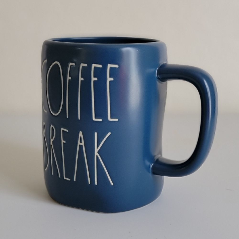 Rae Dunn Coffee Break Blue White Ceramic Mug New - Picture 6 of 11